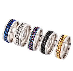 Rotatable chain titanium steel ring stainless steel jewelry